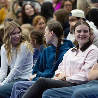 Students in a packed gym for the RockVIU Welcome