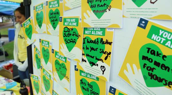 Messages of support on a board