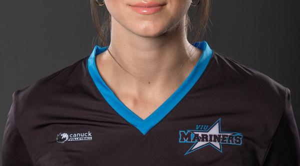 Jane in a VIU Mariners jersey