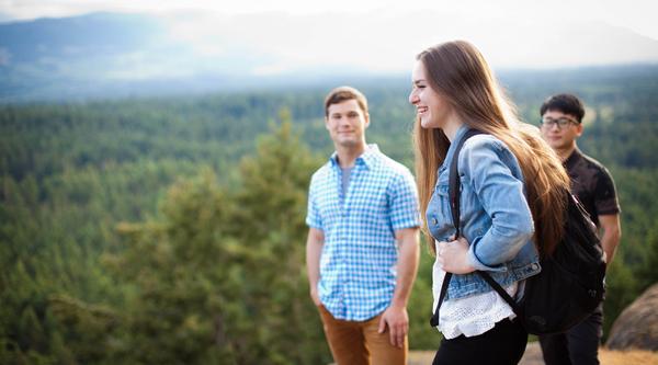 Students surrounded by nature