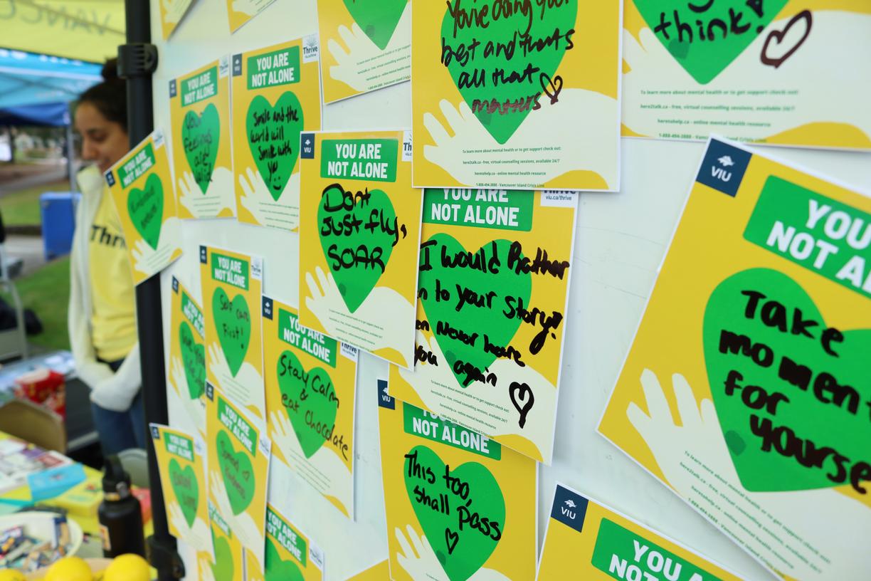 Messages of support on a board