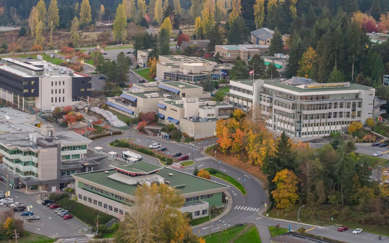 Aerial view of VIU's Nanaimo campus